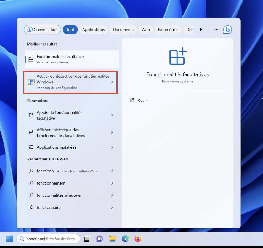 Windows functionnalities